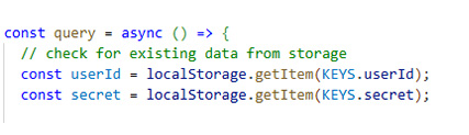 Local storage code example