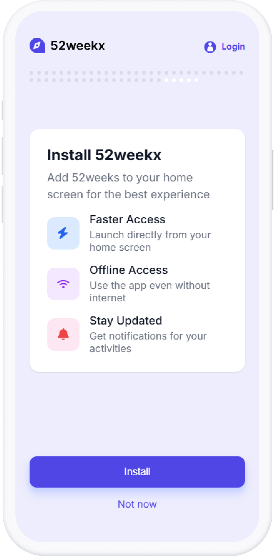 Phone showing install prompt